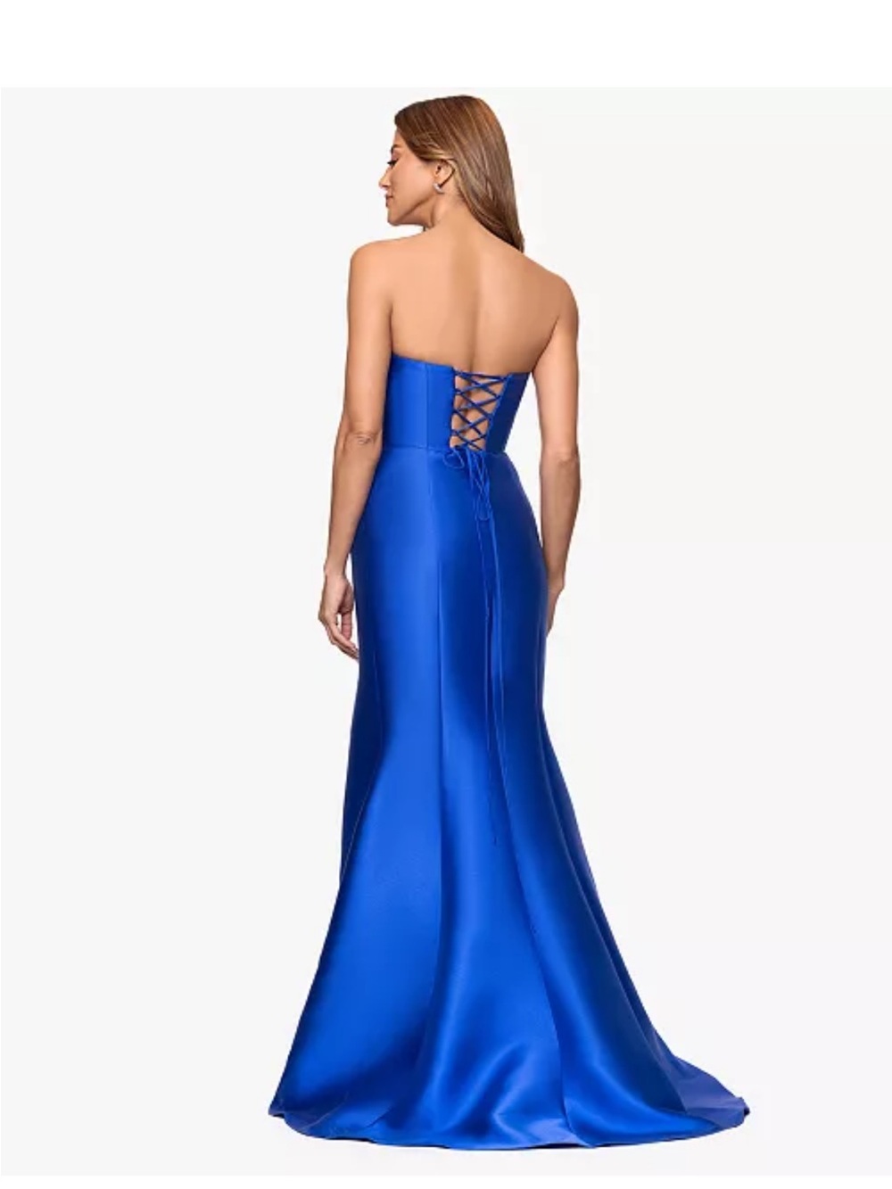 Betsy&Adam Twill Satin Lace Back,strapless Gown, Sz8, New